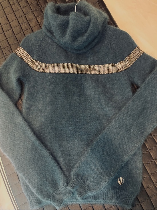 Pierre Balmain Sweaters - NWT Pierre Balmain Teal Cowl Neck Sweater with Metallic Accent